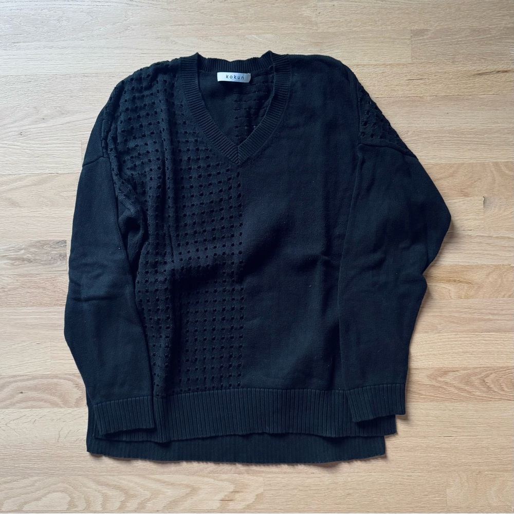 Kokun Black Women’s Half Open Knit Sweater